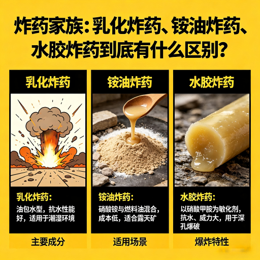 大安炸药家族：乳化炸药、铵油炸药、水胶炸药到底有什么区别？